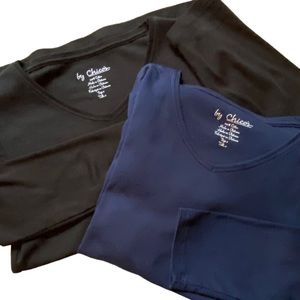 Navy/Black 3/4-Sleeve Tees by Chicos Bundle of 2